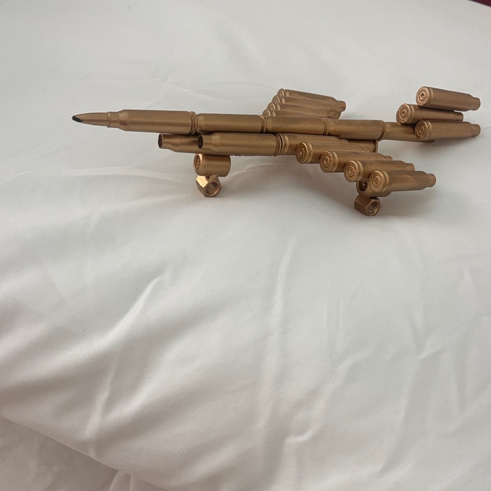 Handcrafted Bullet Shell Aircraft Sculpture - Gold